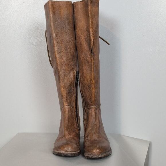 Bed Stu Manchester Knee High Leather Lace Back Boots - Picture 3 of 16